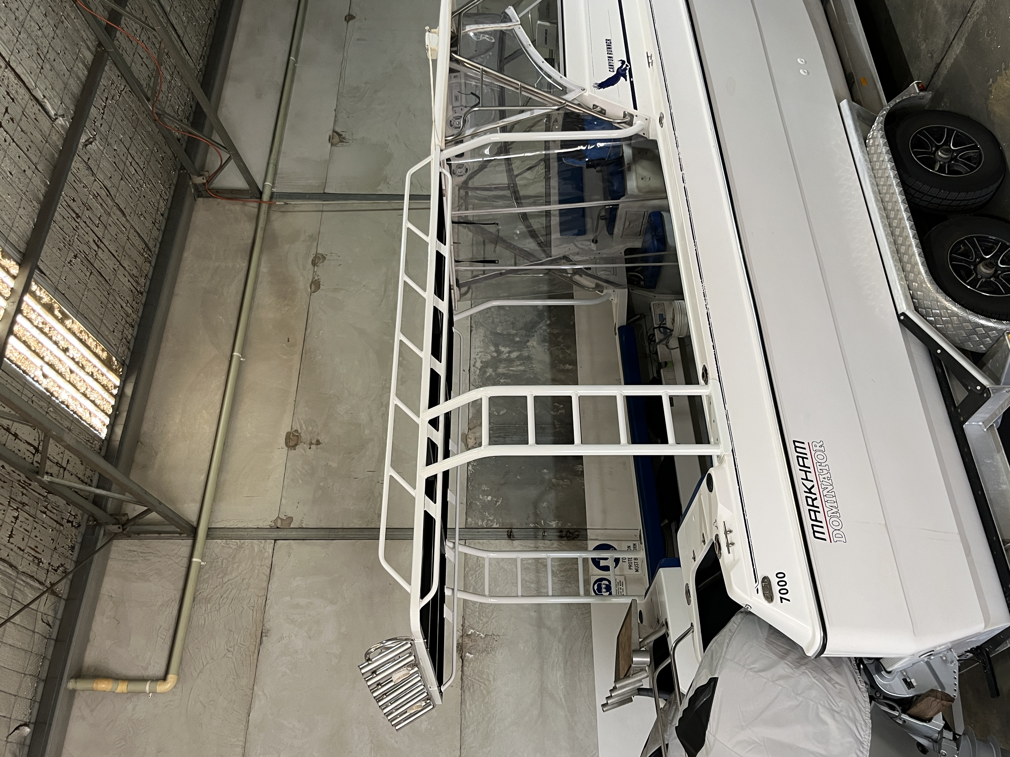 Custom aluminium boat canopy fabricated by Weldfab Solutions